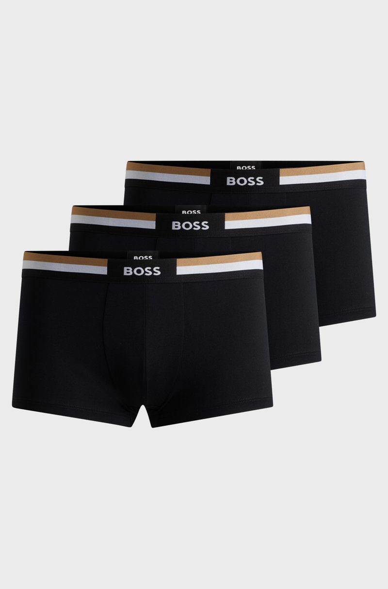Hugo Boss Paquete de tres calzoncillos en algodón con rayas de la marca