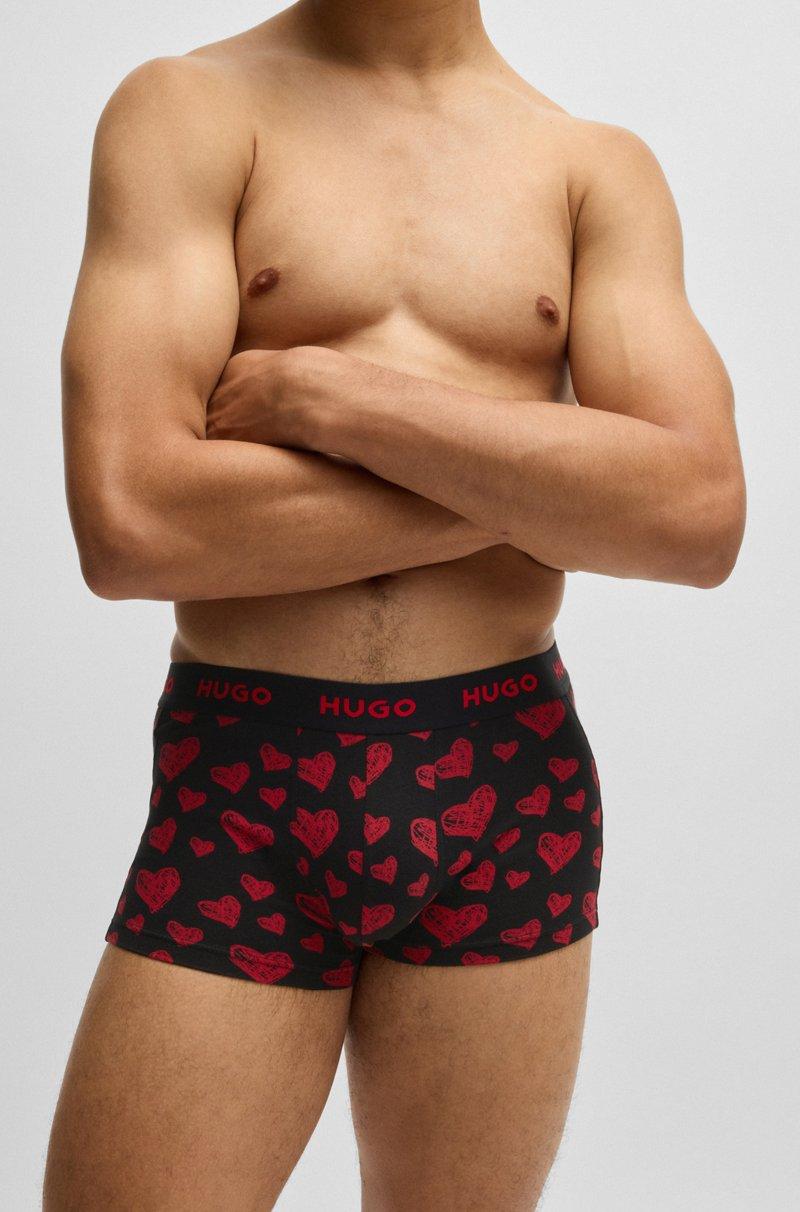 Hugo Boss Paquete De Tres Calzoncillos En Algodón Elástico Con Logos En La Cintura