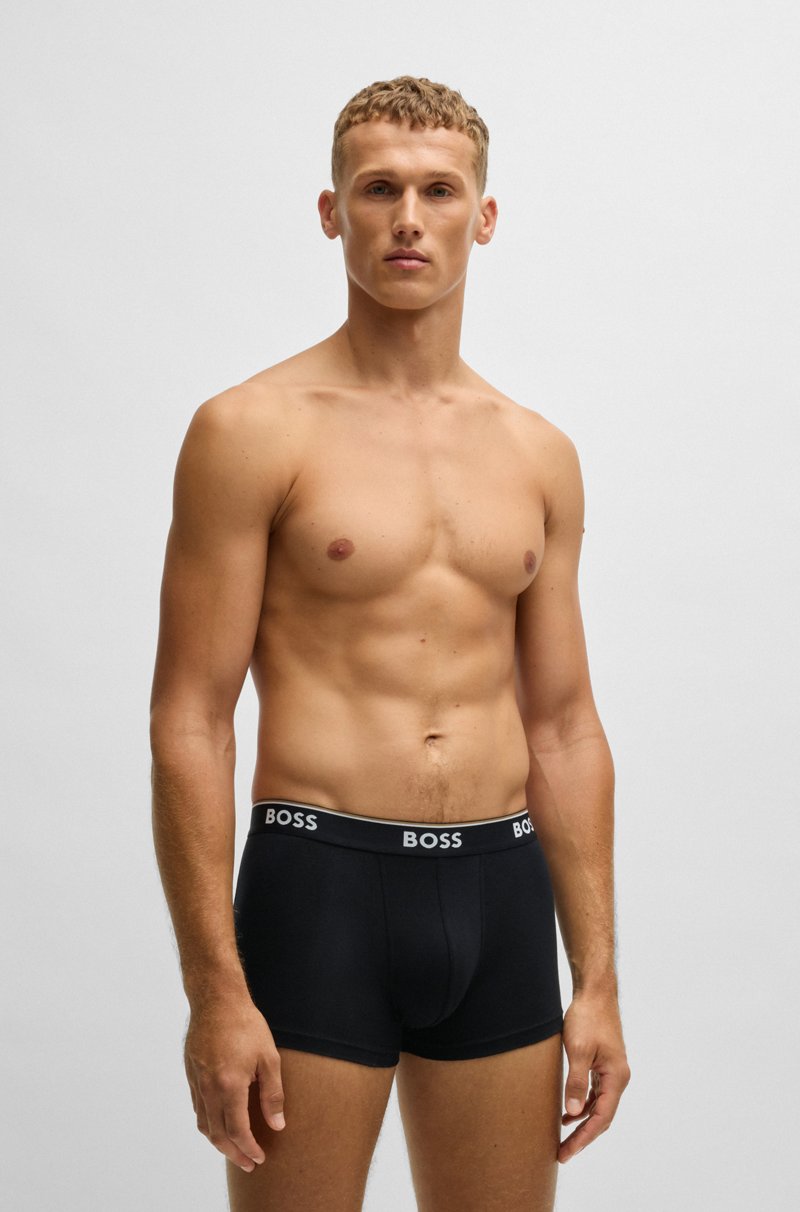Hugo Boss Paquete De Tres Calzoncillos En Algodón Elástico Con Logo En La Cintura