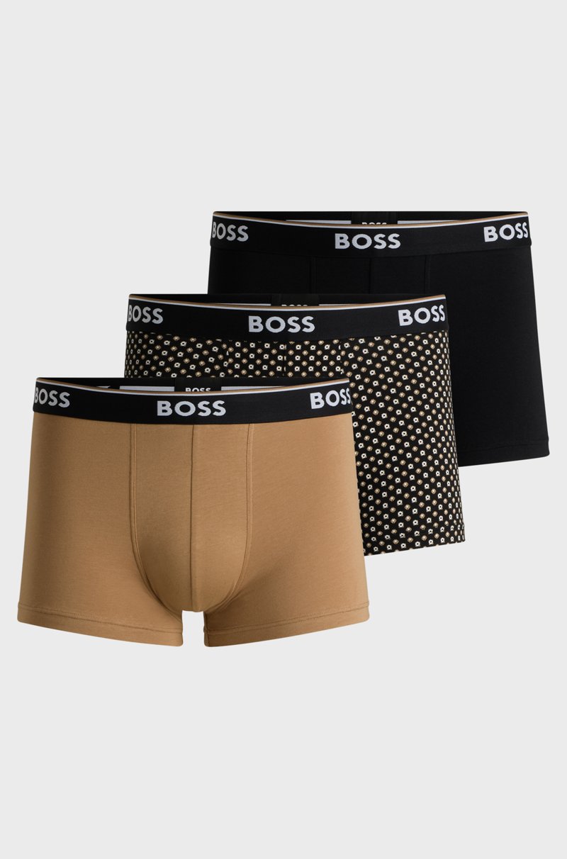 Hugo Boss Paquete de tres calzoncillos en algodón elástico con logo en la cintura
