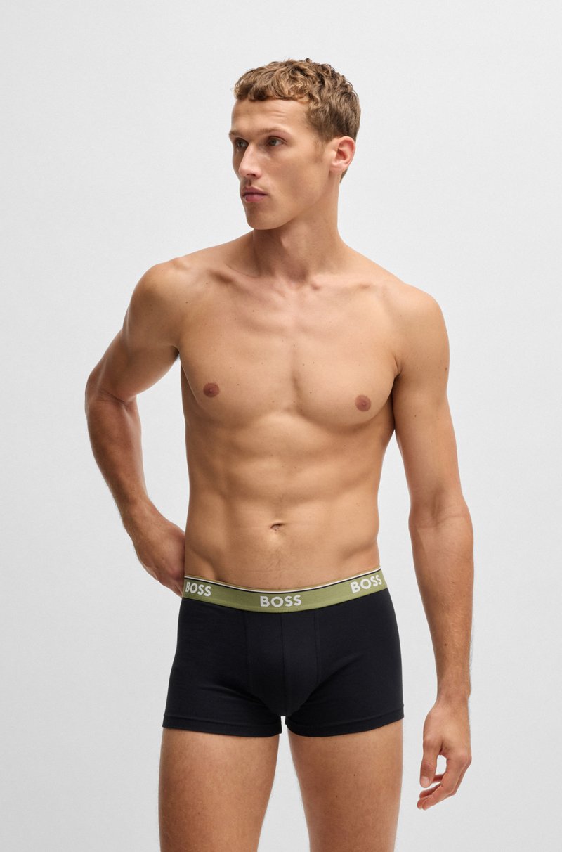 Hugo Boss Paquete De Tres Calzoncillos En Algodón Elástico Con Logo En La Cintura