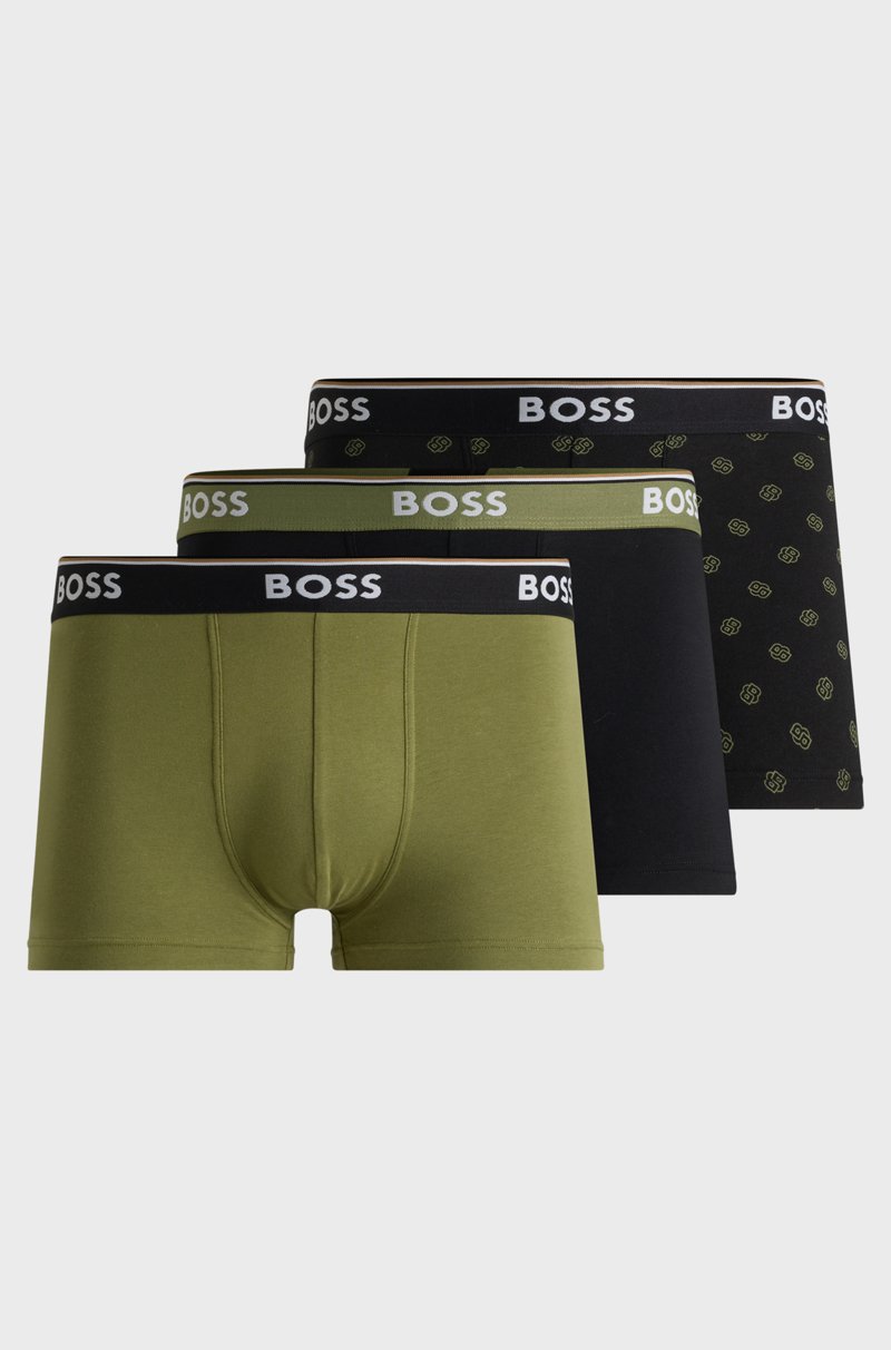 Hugo Boss Paquete de tres calzoncillos en algodón elástico con logo en la cintura