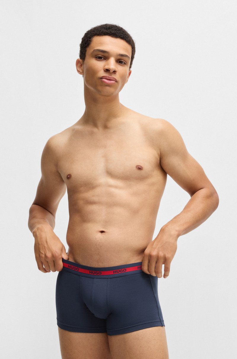 Hugo Boss Paquete De Tres Calzoncillos En Algodón Elástico Con Logo En La Cintura