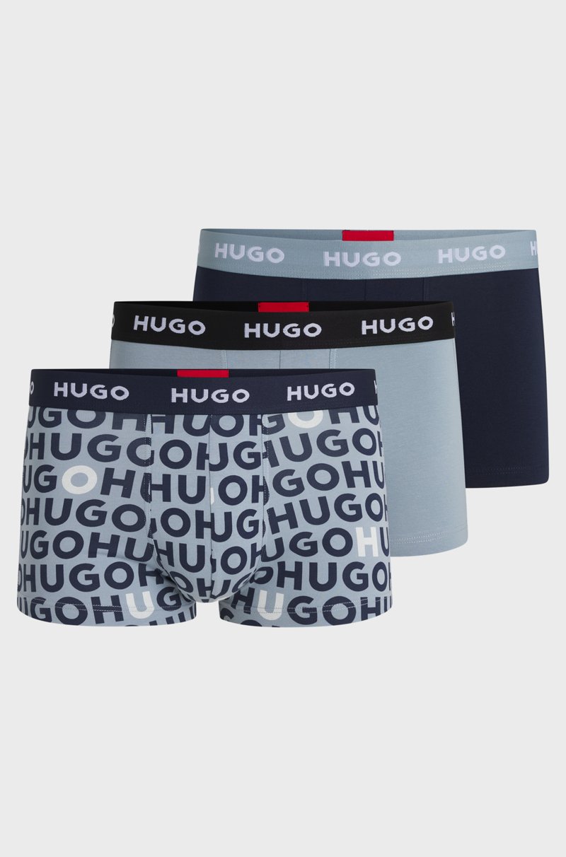 Hugo Boss Paquete de tres calzoncillos en algodón elástico con logos en la cintura