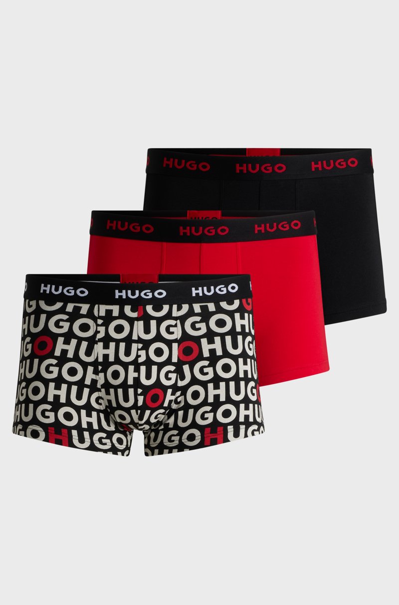 Hugo Boss Paquete de tres calzoncillos en algodón elástico con logos en la cintura