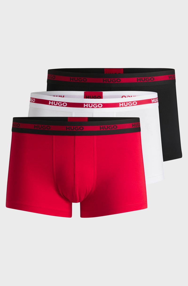 Hugo Boss Paquete de tres calzoncillos en algodón elástico con logo en la cintura