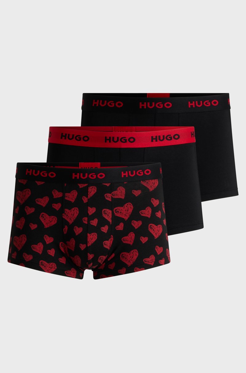 Hugo Boss Paquete de tres calzoncillos en algodón elástico con logos en la cintura