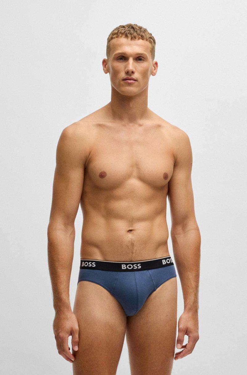 Hugo Boss Paquete De Tres Calzoncillos Slip De Algodón Elástico Con Logos En La Cintura