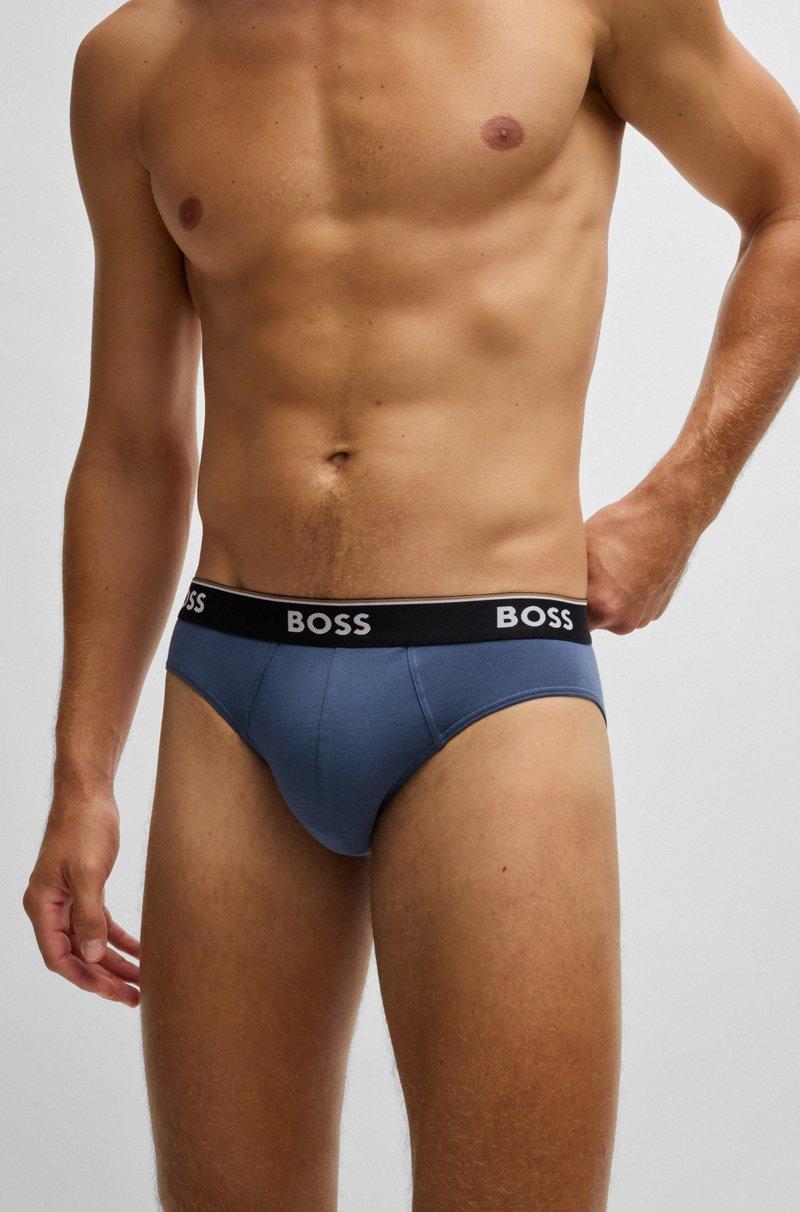 Hugo Boss Paquete De Tres Calzoncillos Slip De Algodón Elástico Con Logos En La Cintura