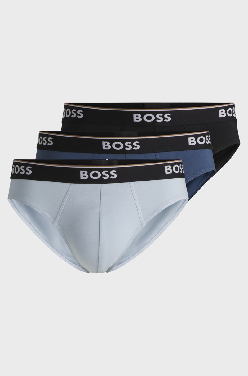 Hugo Boss Paquete de tres calzoncillos slip de algodón elástico con logos en la cintura