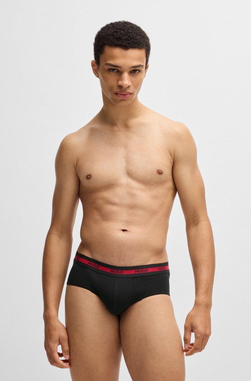Hugo Boss Paquete De Tres Calzoncillos Slip De Algodón Elástico Con Logos En La Cintura