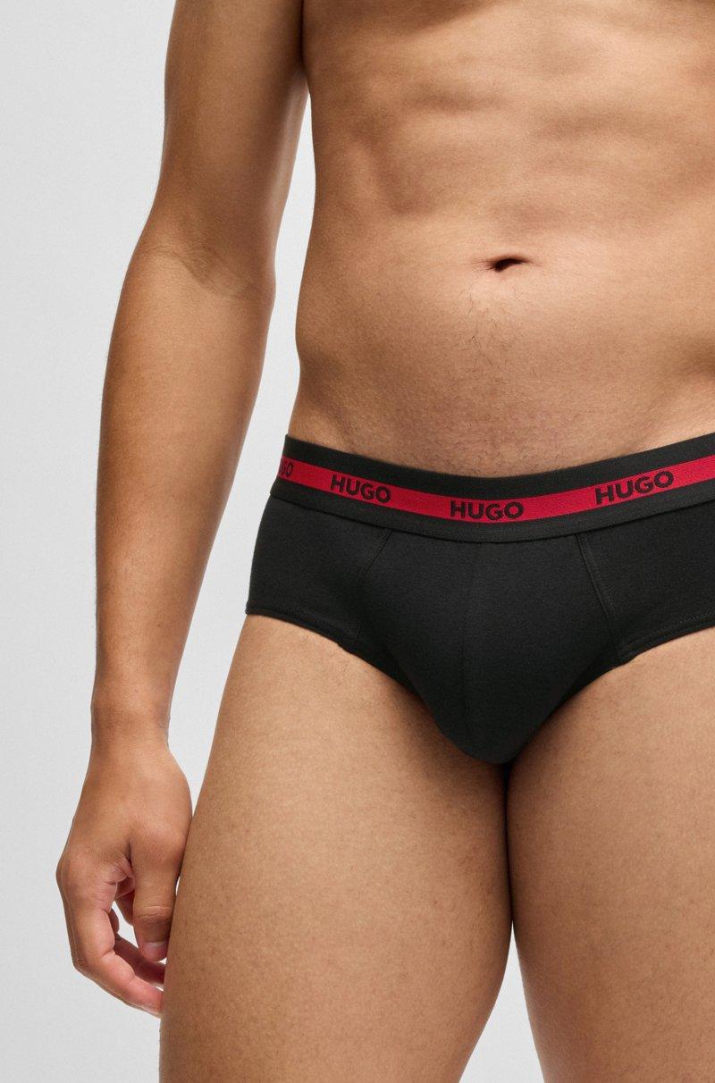 Hugo Boss Paquete De Tres Calzoncillos Slip De Algodón Elástico Con Logos En La Cintura