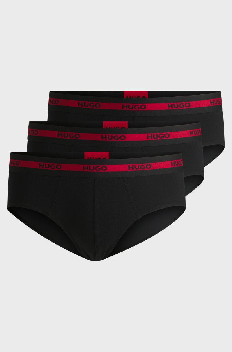 Hugo Boss Paquete de tres calzoncillos slip de algodón elástico con logos en la cintura
