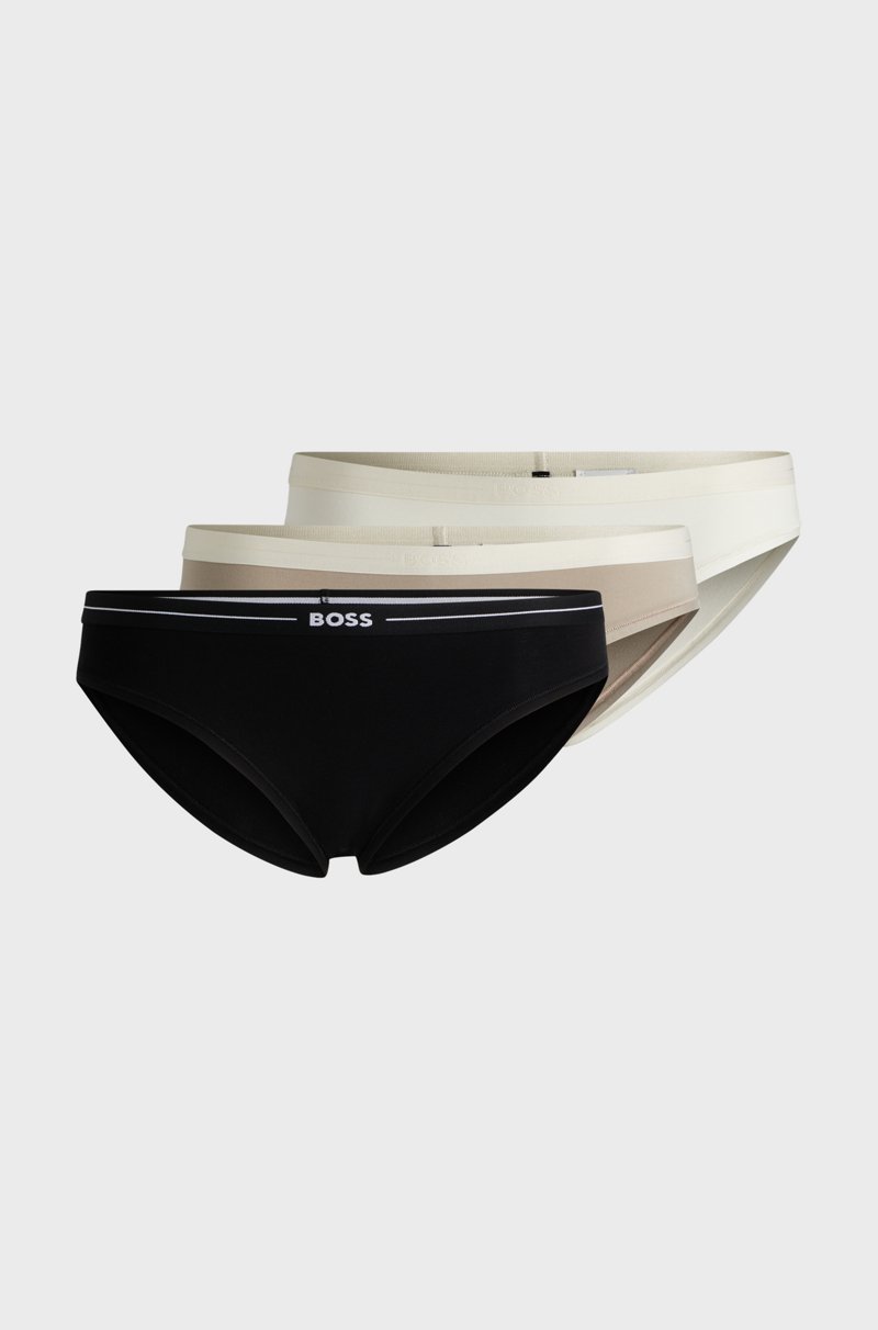 Hugo Boss Paquete De Tres Calzoncillos Slip De Algodón Elástico Con Logo En La Cintura