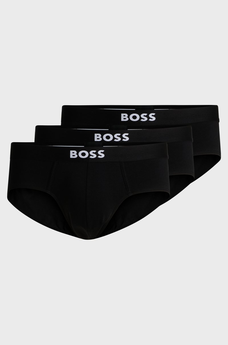 Hugo Boss Paquete de tres calzoncillos slip de algodón elástico con logo en la cintura