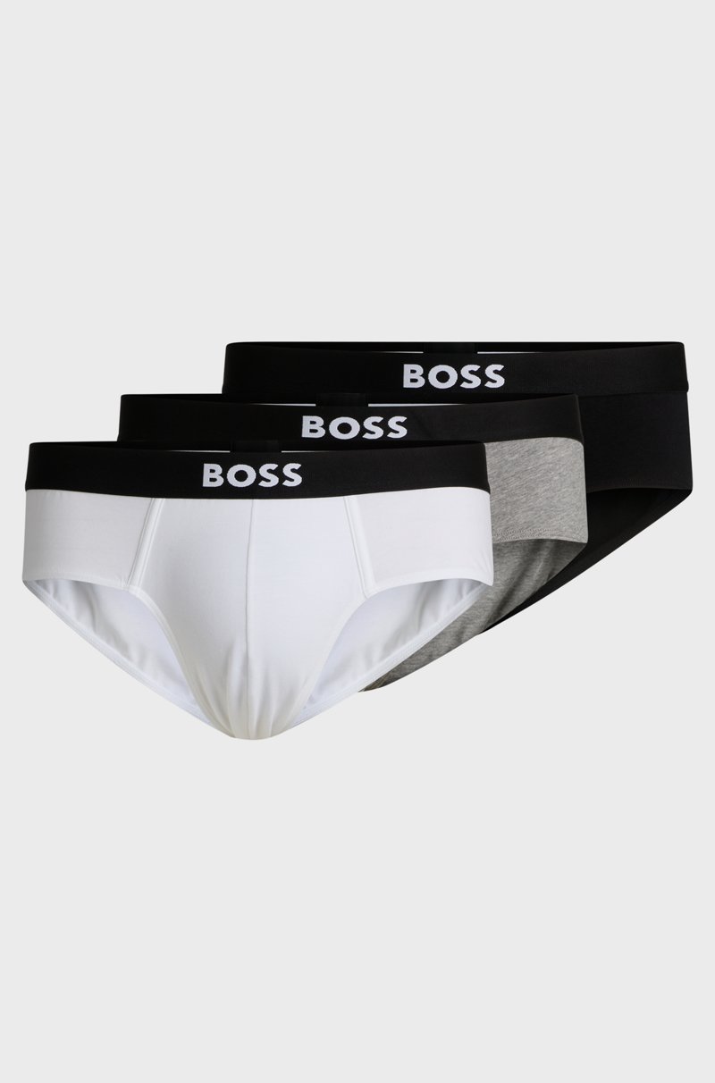 Hugo Boss Paquete de tres calzoncillos slip de algodón elástico con logo en la cintura