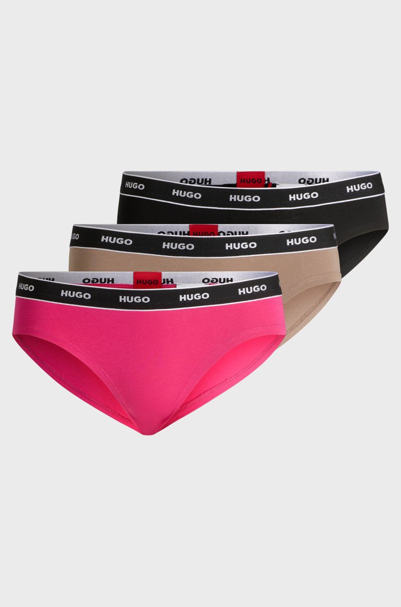 Hugo Boss Paquete De Tres Calzoncillos Slip De Algodón Elástico Con Logos En La Cintura