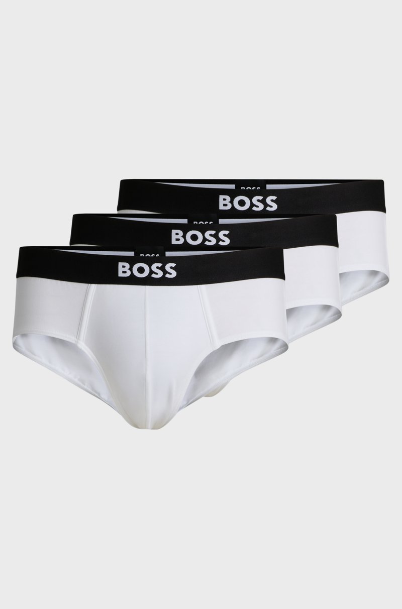 Hugo Boss Paquete de tres calzoncillos slip de algodón elástico con logo en la cintura