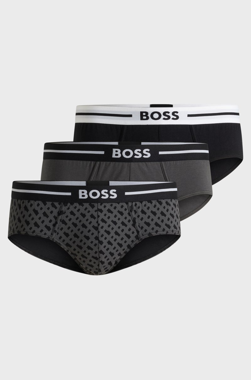 Hugo Boss Paquete de tres calzoncillos slip en algodón elástico con logos