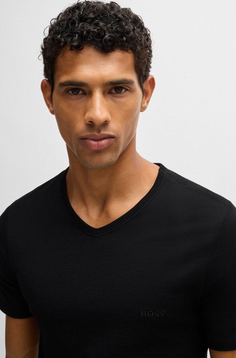 Hugo Boss Paquete De Tres Camisetas De Punto De Algodón Con Cuello En Pico