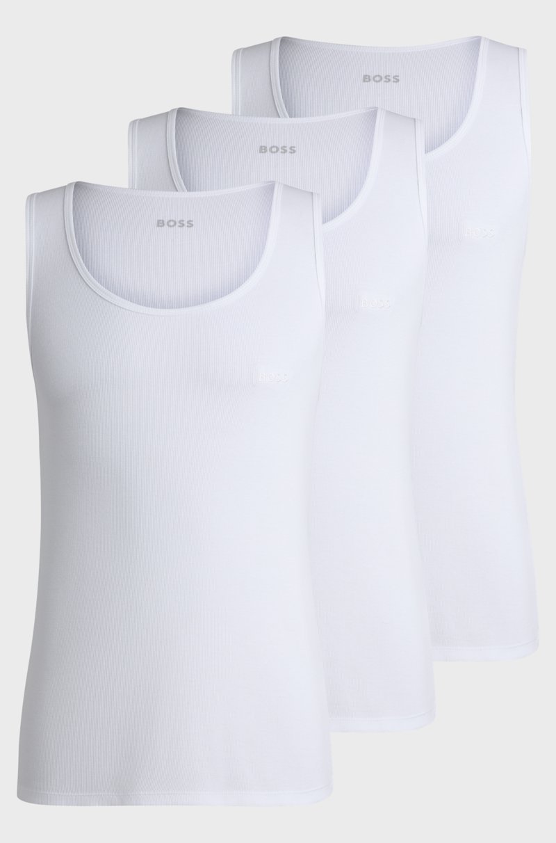 Hugo Boss Paquete de tres camisetas de tirantes de algodón con logo bordado