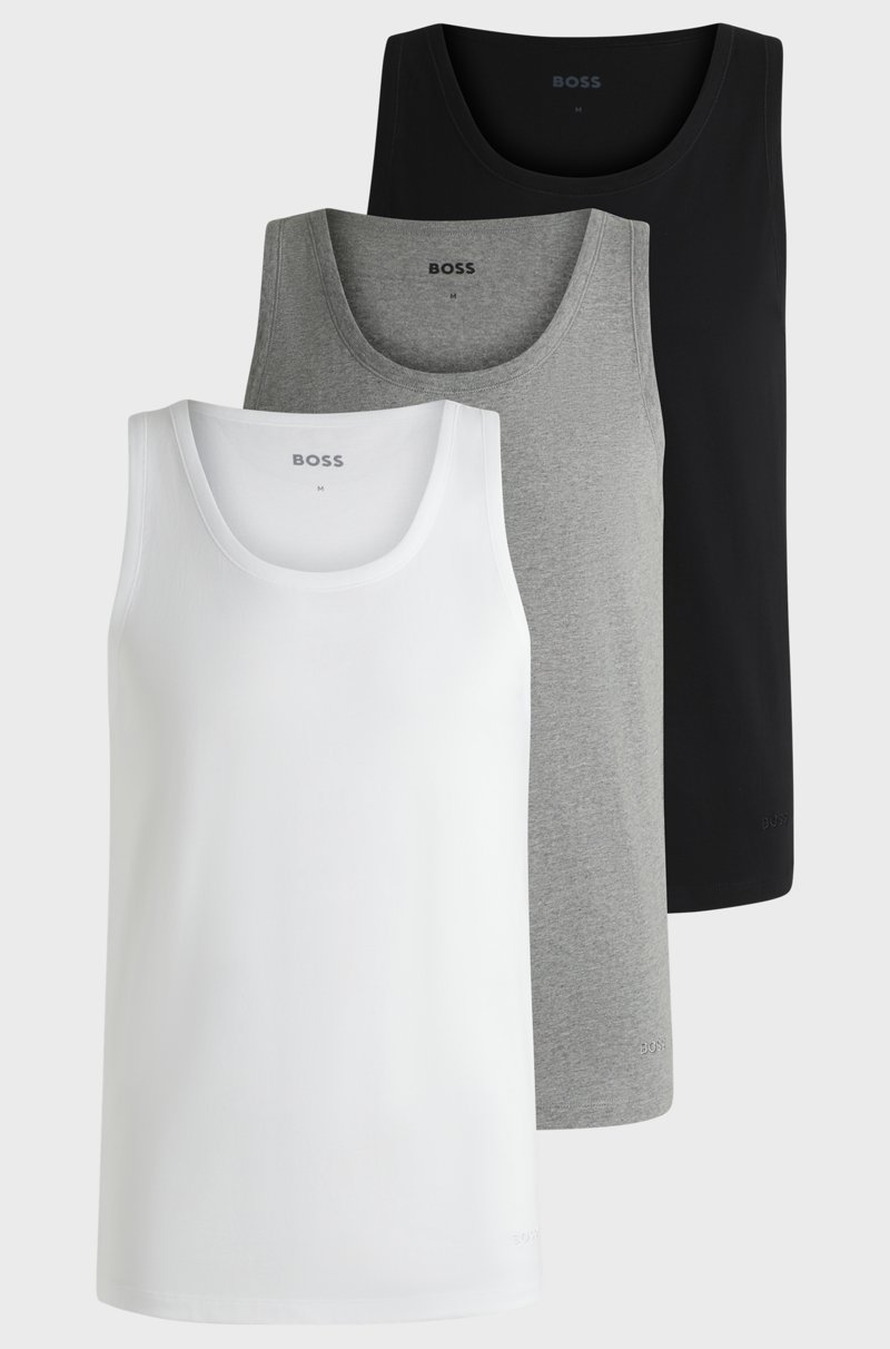Hugo Boss Paquete de tres camisetas interiores de algodón con logos bordados