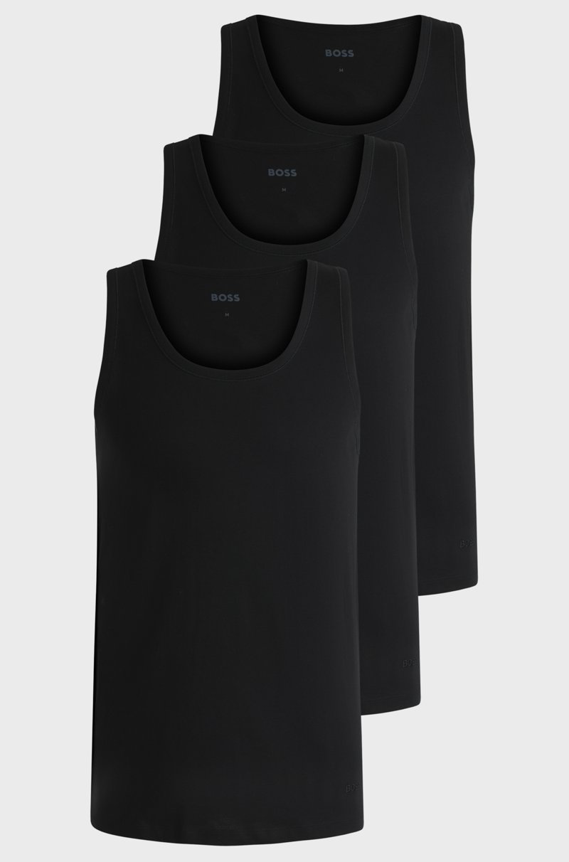 Hugo Boss Paquete de tres camisetas interiores de algodón con logos bordados
