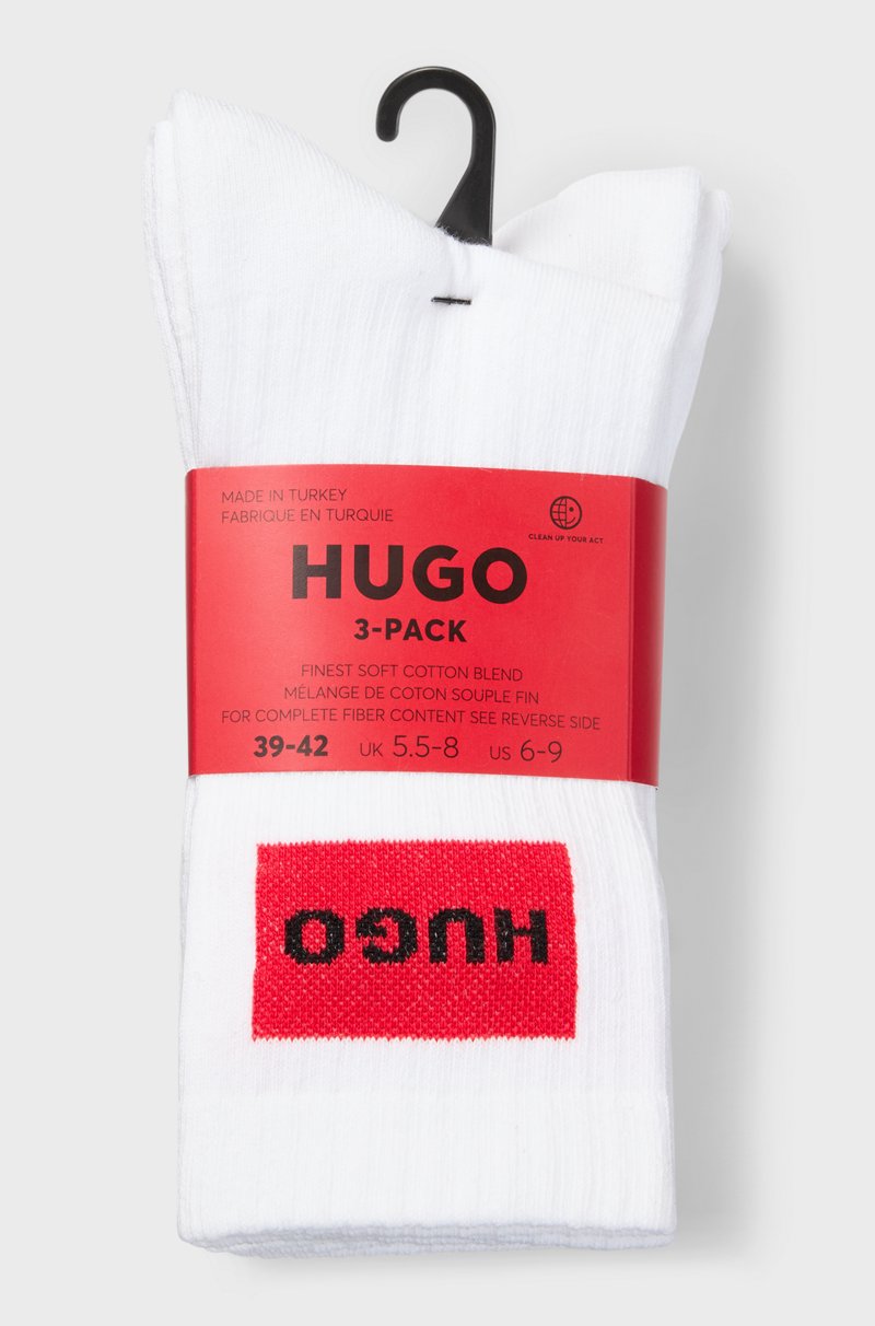 Hugo Boss Paquete De Tres Pares De Calcetines Cortos Con Etiquetas Con Logo Rojas