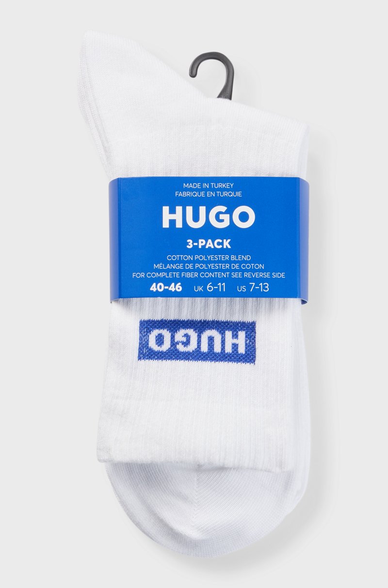 Hugo Boss Paquete De Tres Pares De Calcetines Cortos Con Logos Azules