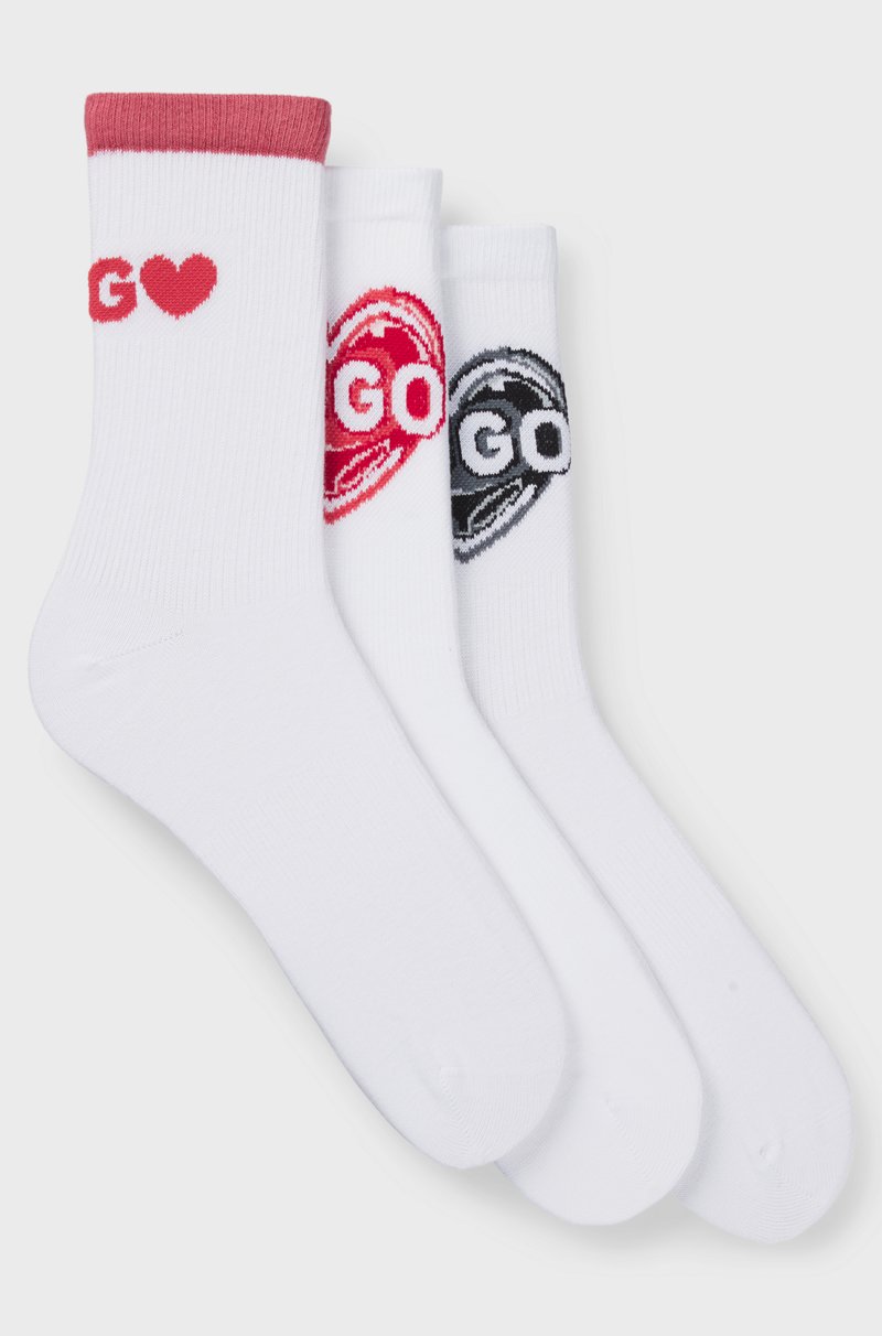 Hugo Boss Paquete de tres pares de calcetines cortos de algodón con logos