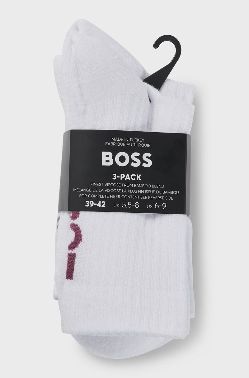Hugo Boss Paquete De Tres Pares De Calcetines Cortos En Canalé Con Detalles De Logo