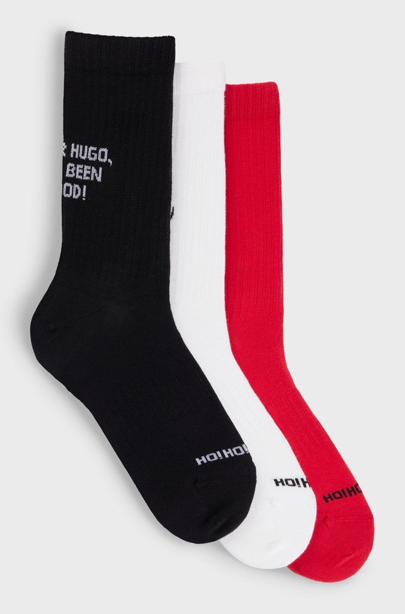 Hugo Boss Paquete de tres pares de calcetines cortos en mezcla de algodón