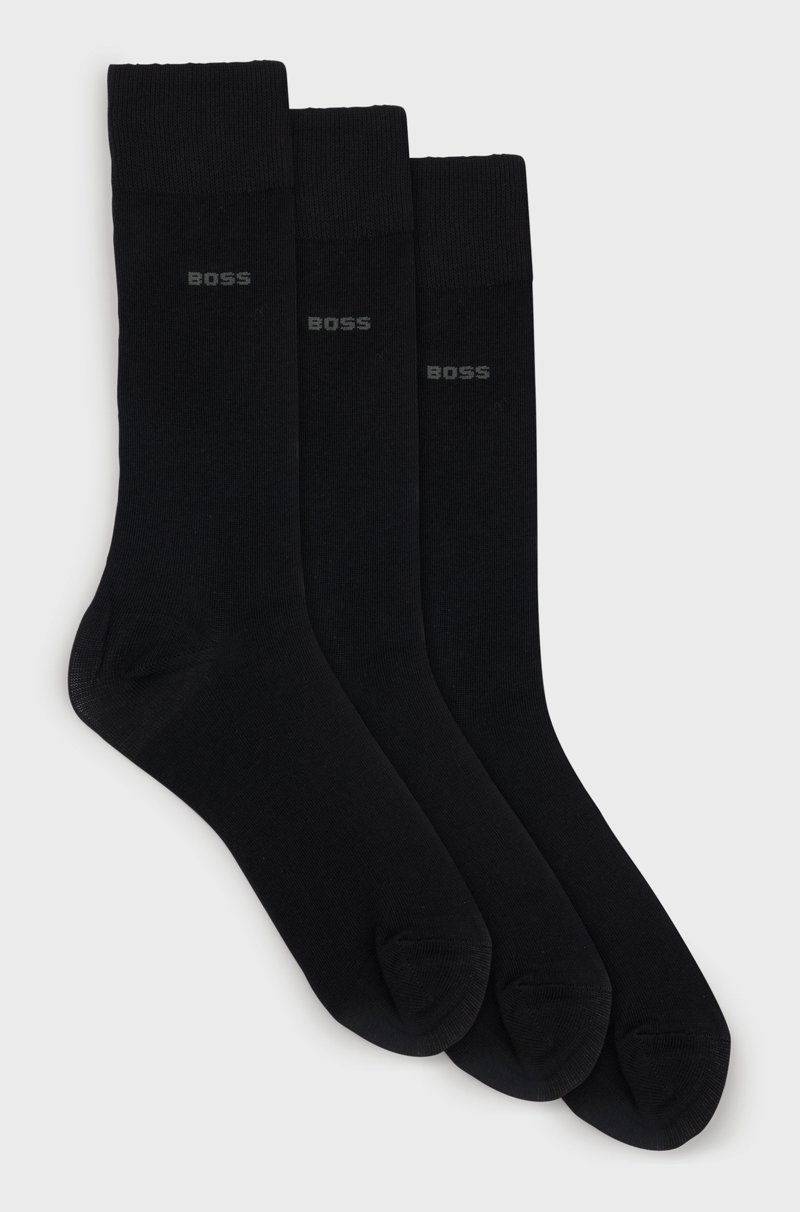 Hugo Boss Paquete de tres pares de calcetines de largo estándar en tejido elástico