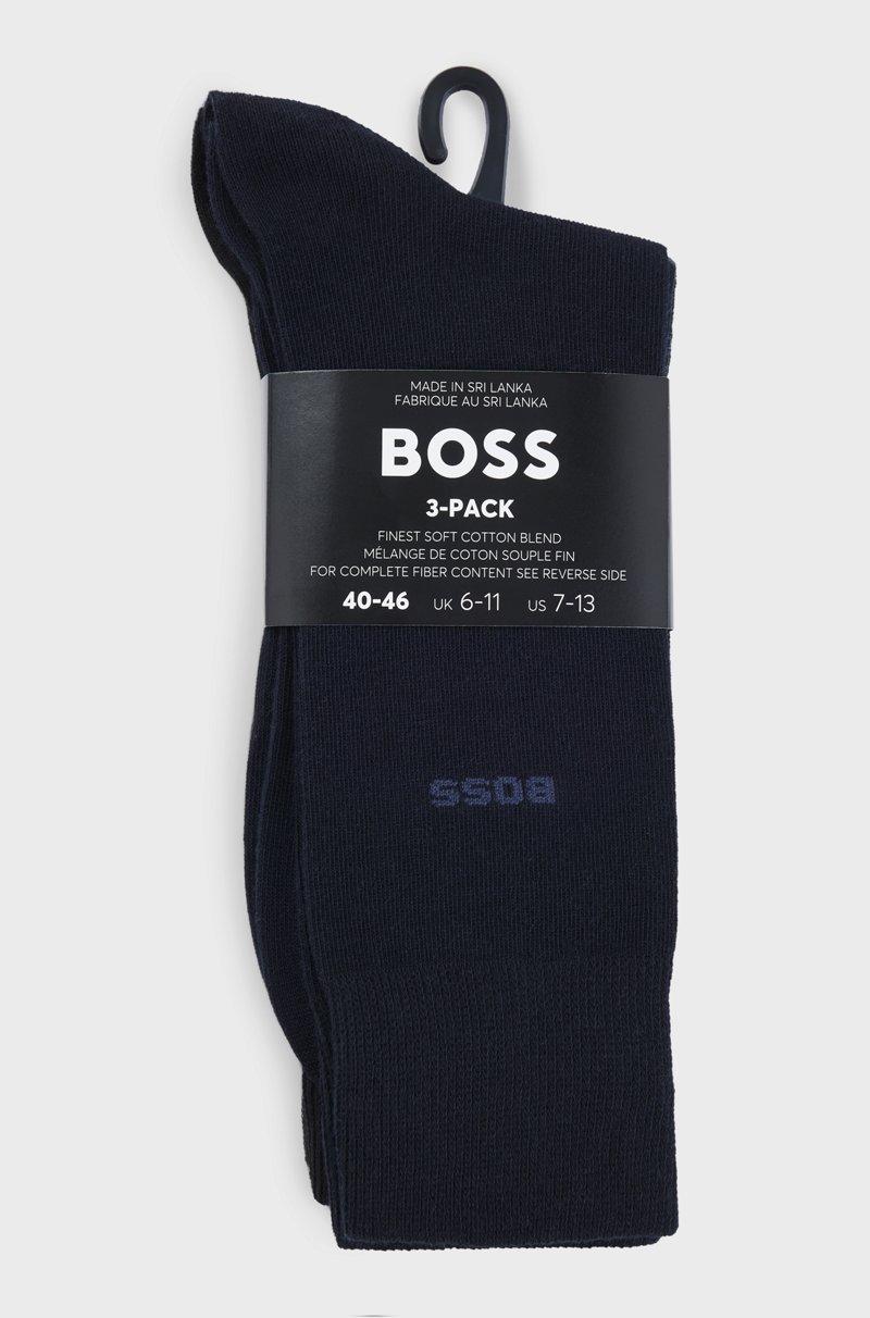 Hugo Boss Paquete De Tres Pares De Calcetines De Largo Estándar En Tejido Elástico