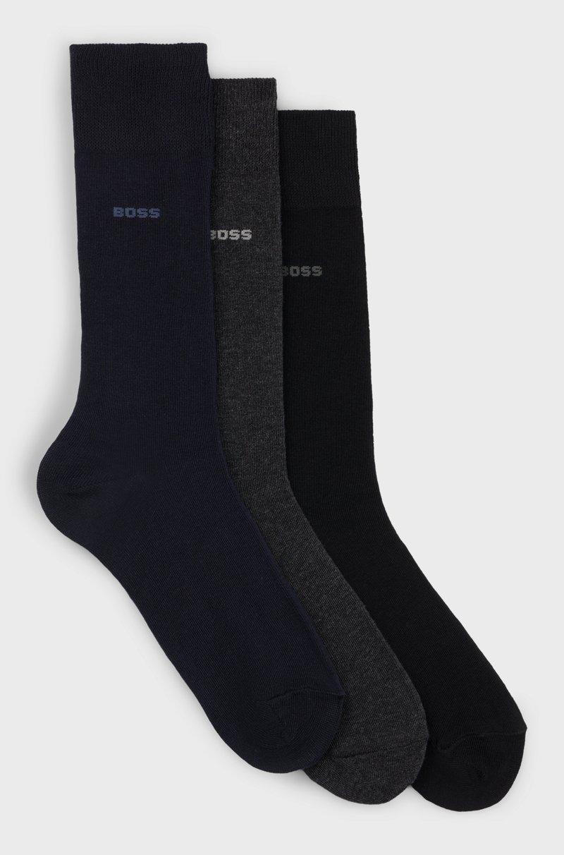 Hugo Boss Paquete de tres pares de calcetines de largo estándar en tejido elástico