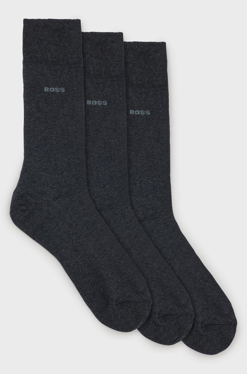 Hugo Boss Paquete de tres pares de calcetines de largo estándar en tejido elástico