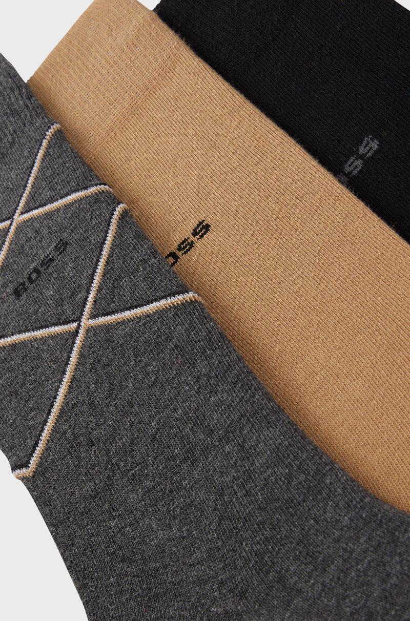 Hugo Boss Paquete De Tres Pares De Calcetines De Largo Medio De Algodón