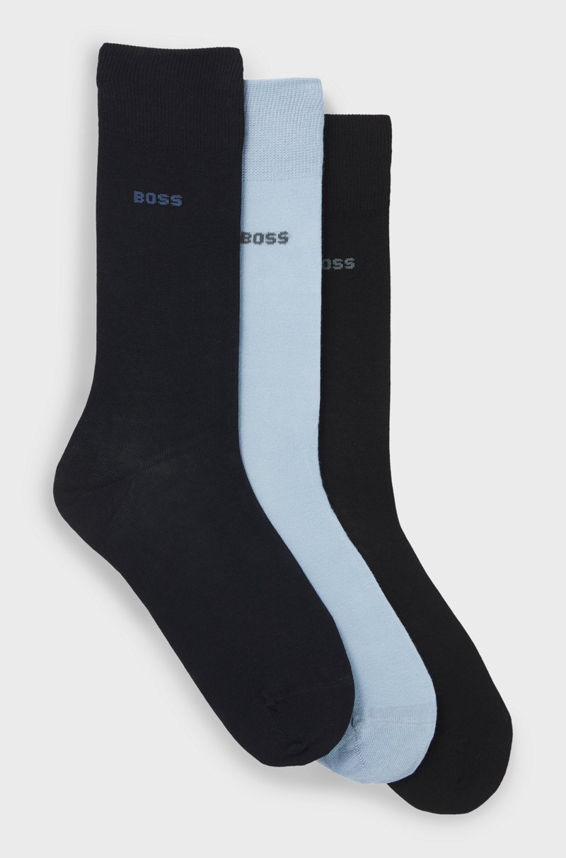 Hugo Boss Paquete de tres pares de calcetines de largo normal en mezcla de algodón
