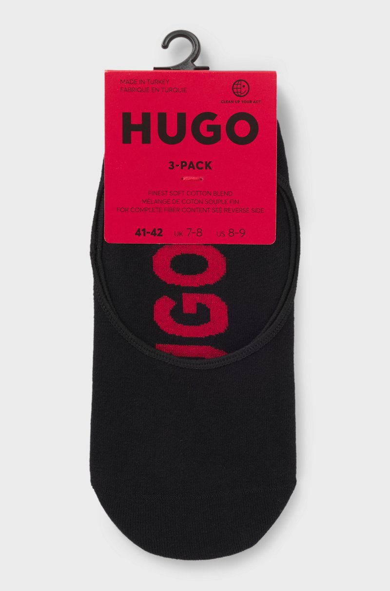 Hugo Boss Paquete De Tres Pares De Calcetines Invisibles Con Logos De Gran Tamaño