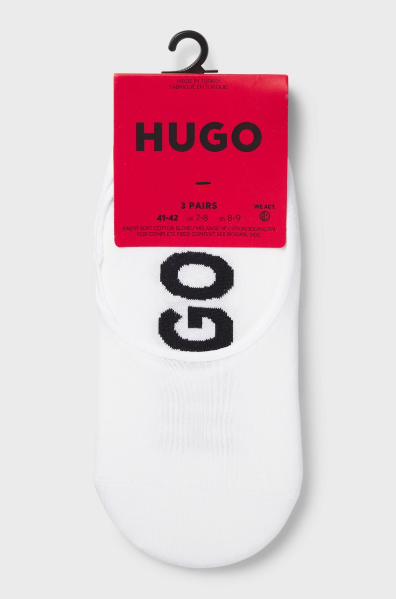 Hugo Boss Paquete De Tres Pares De Calcetines Invisibles Con Logos De Gran Tamaño