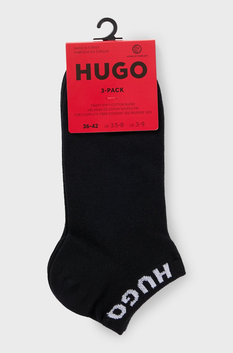 Hugo Boss Paquete De Tres Pares De Calcetines Tobilleros Con Logos En Los Puños