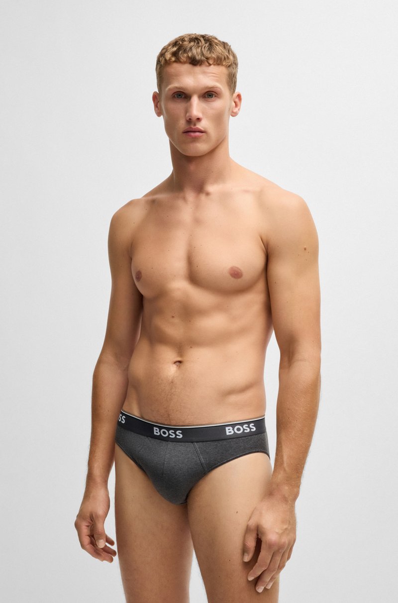 Hugo Boss Paquete De Tres Slips En Algodón Elástico Con Logos En La Cinturilla