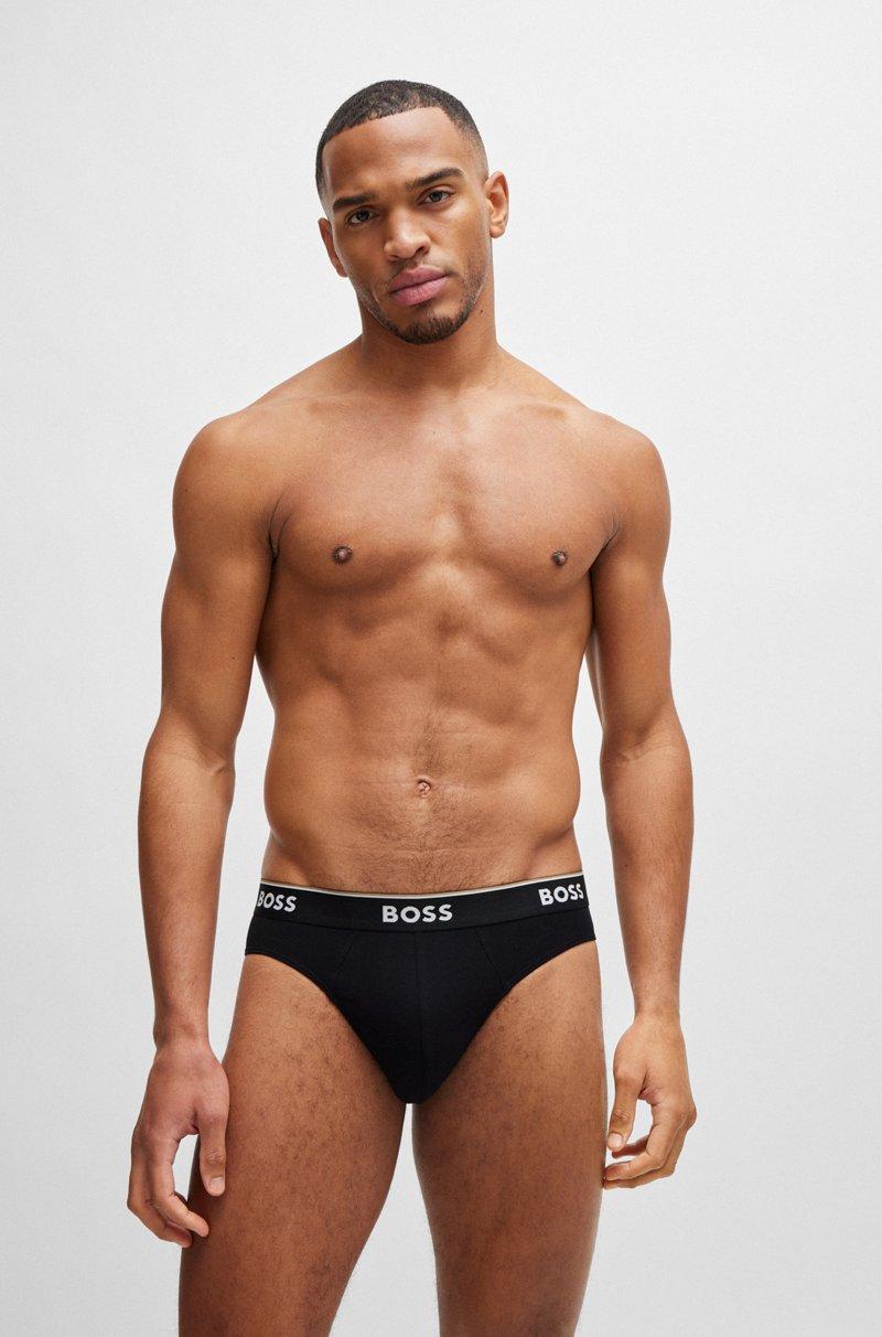 Hugo Boss Paquete De Tres Slips En Algodón Elástico Con Logos En La Cinturilla