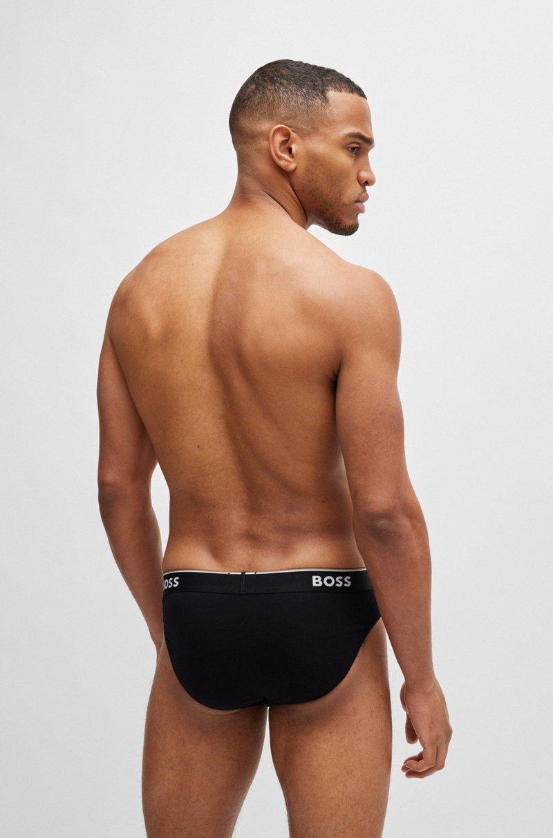 Hugo Boss Paquete De Tres Slips En Algodón Elástico Con Logos En La Cinturilla