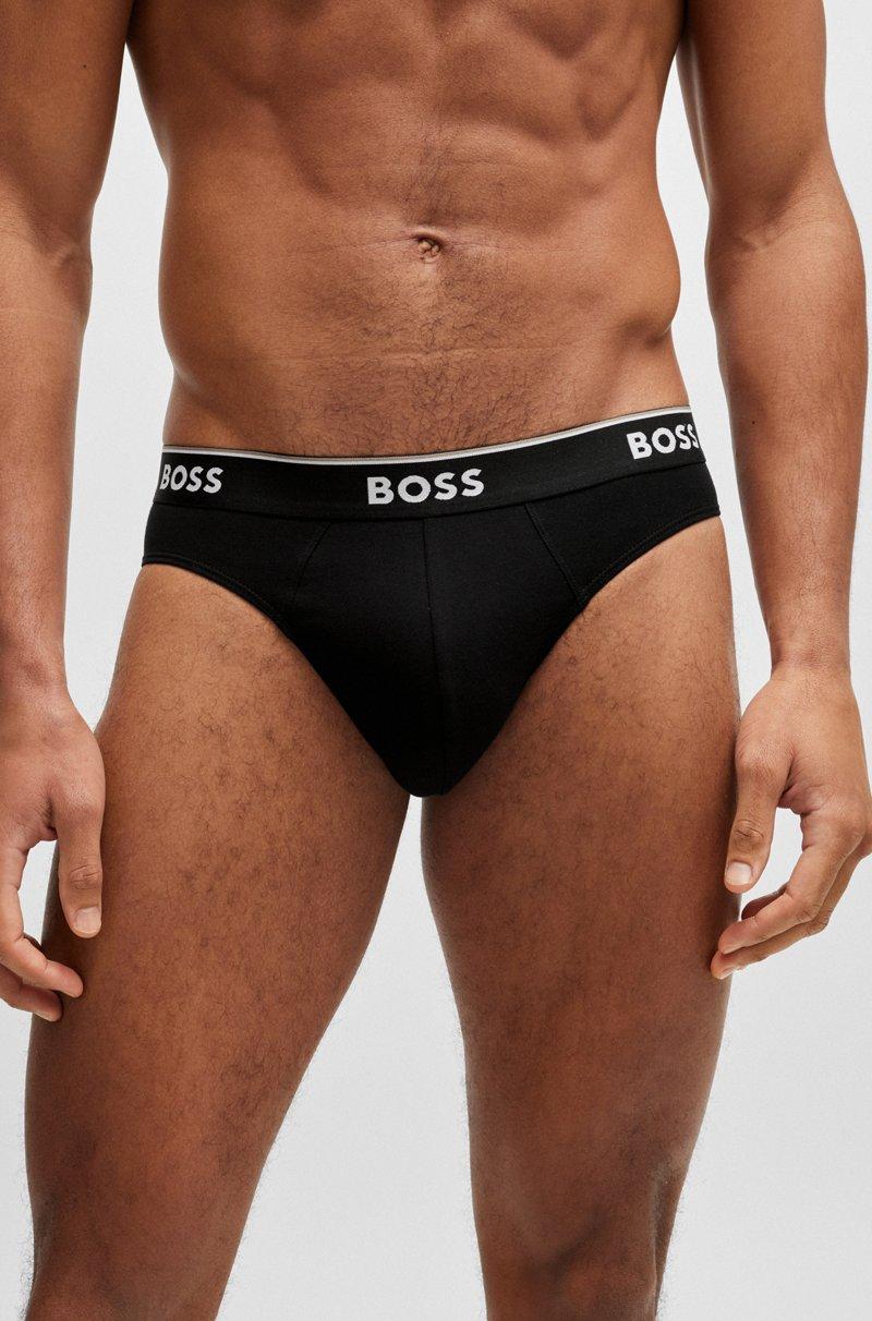 Hugo Boss Paquete De Tres Slips En Algodón Elástico Con Logos En La Cinturilla