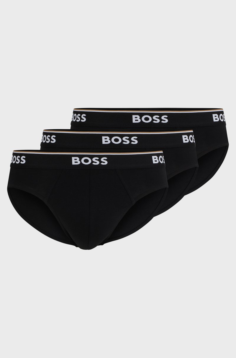 Hugo Boss Paquete de tres slips en algodón elástico con logos en la cinturilla