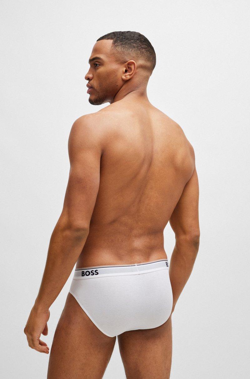 Hugo Boss Paquete De Tres Slips En Algodón Elástico Con Logos En La Cinturilla