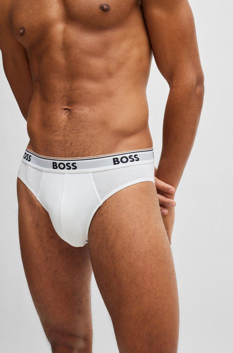 Hugo Boss Paquete De Tres Slips En Algodón Elástico Con Logos En La Cinturilla