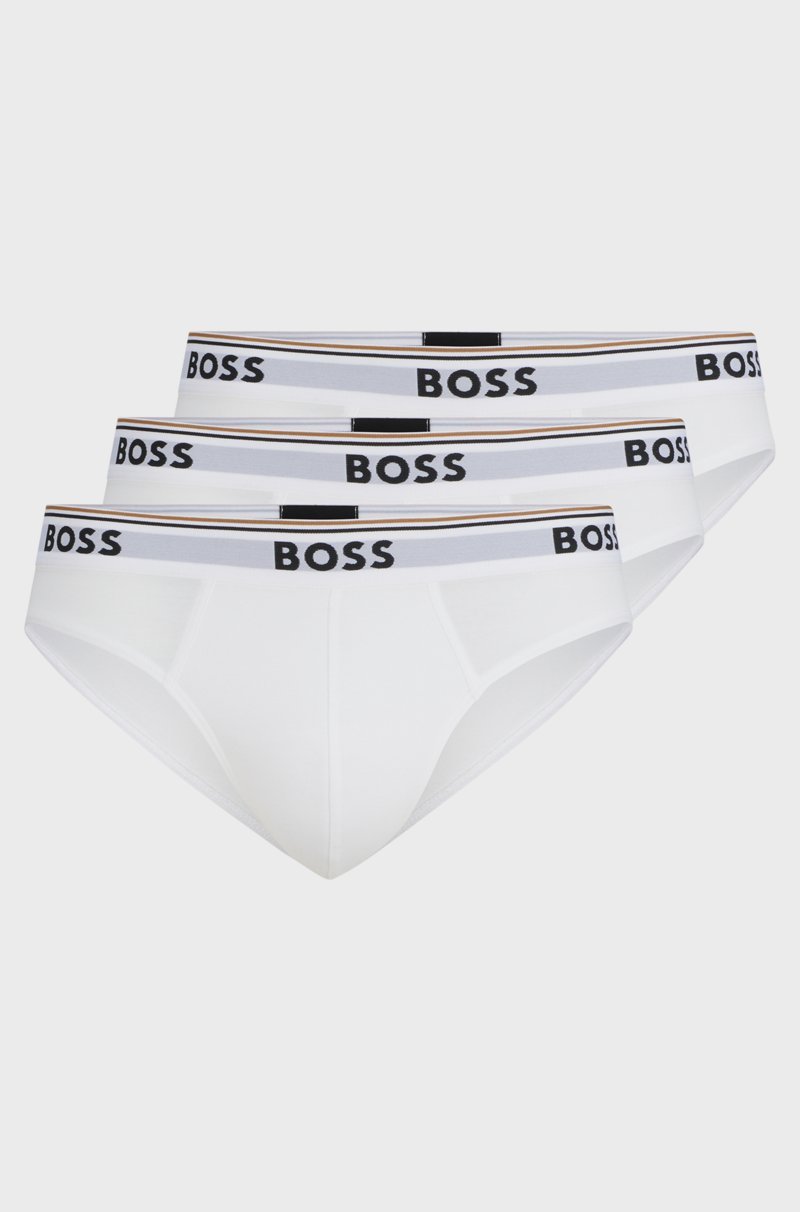 Hugo Boss Paquete de tres slips en algodón elástico con logos en la cinturilla