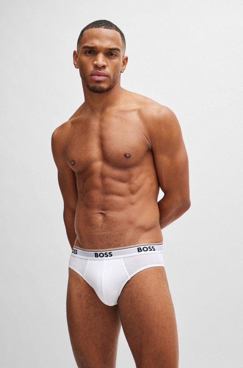 Hugo Boss Paquete De Tres Slips En Algodón Elástico Con Logos En La Cinturilla